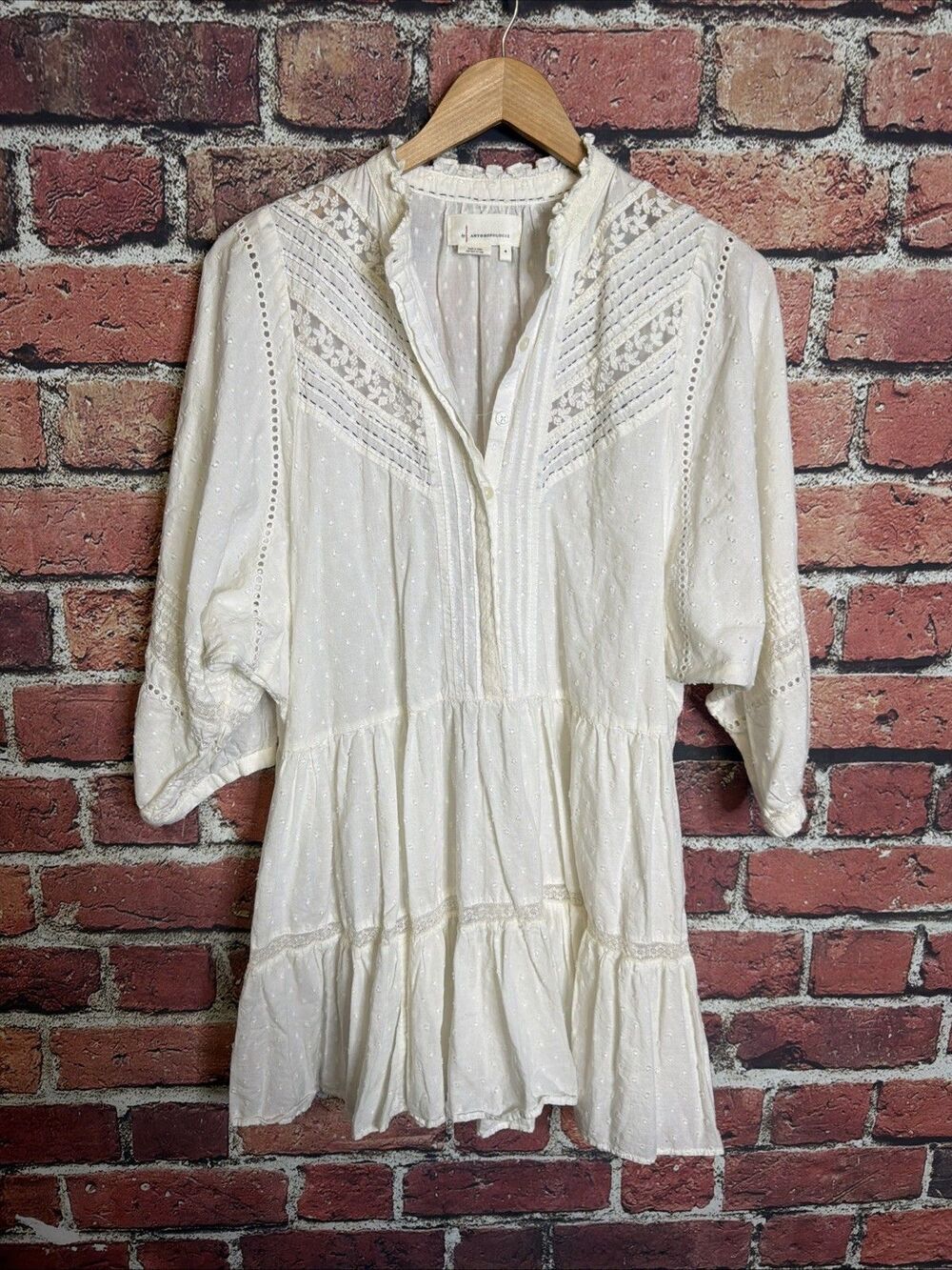 Anthropologie Vicenza Lace Babydoll Tunic Cottagecore Prariecore Romantic Medium